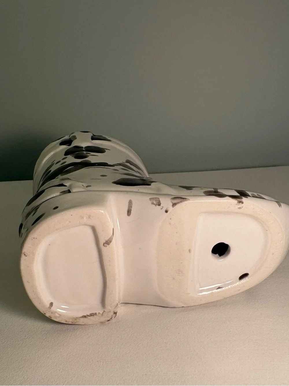 Tyler Paddywax boot-White and Black Speckled Ceramic Boot Vase - Home Accents
